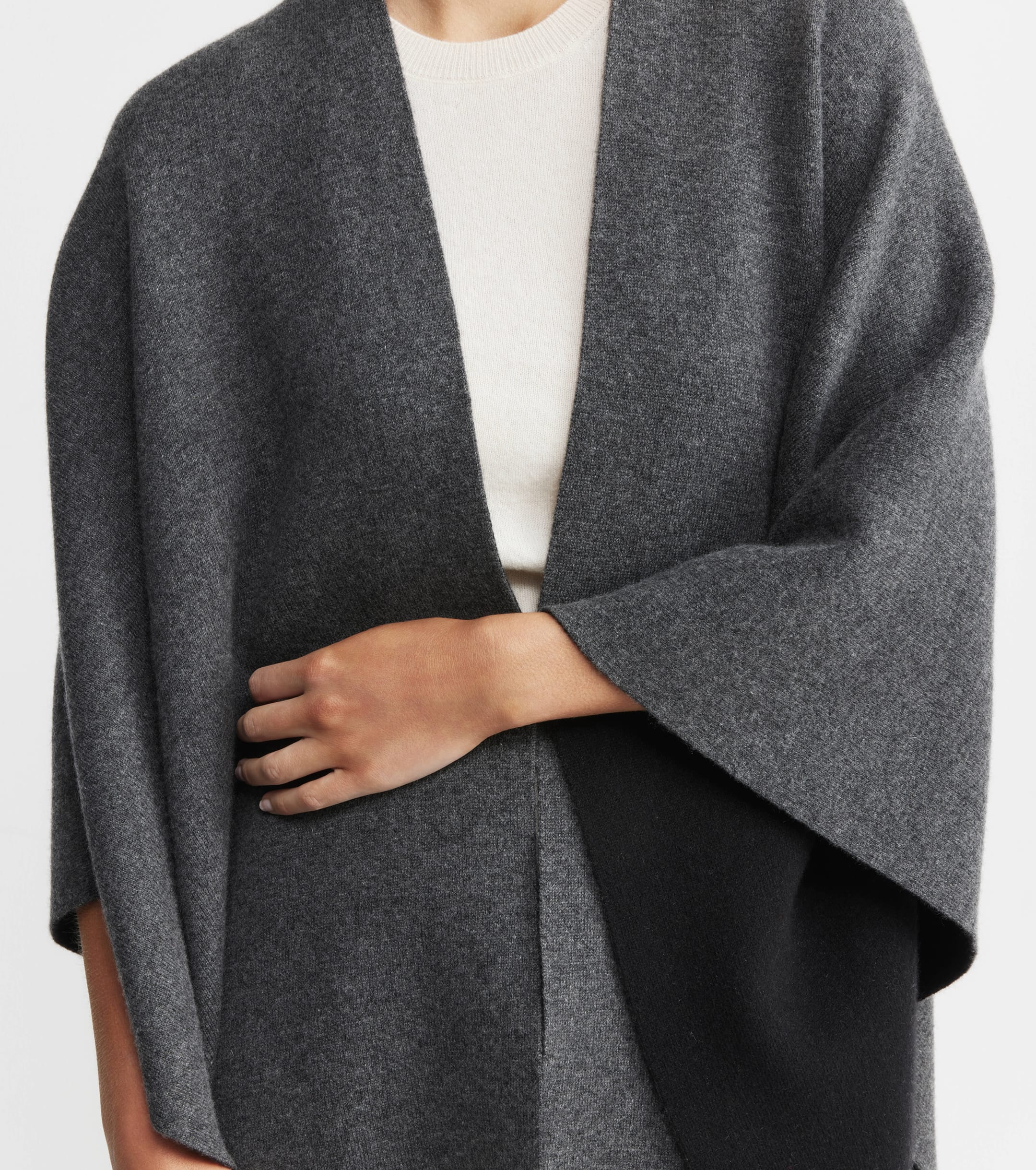 Cashmere Double Sided Cape - Black/Graphite