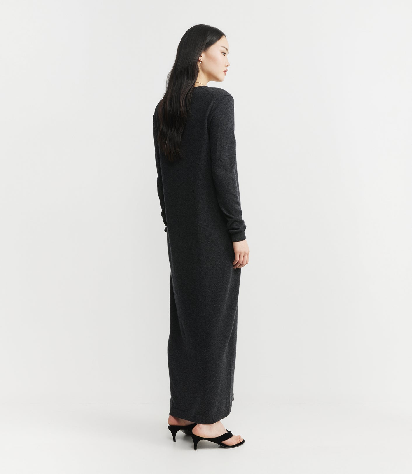 Cashmere Crew Dress - Carbon