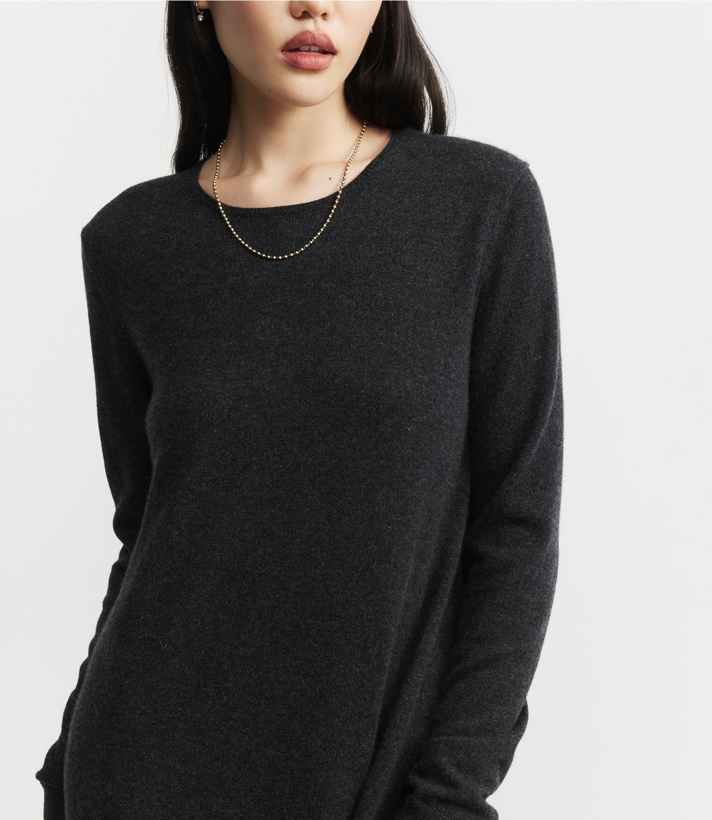 Cashmere Crew Dress - Carbon