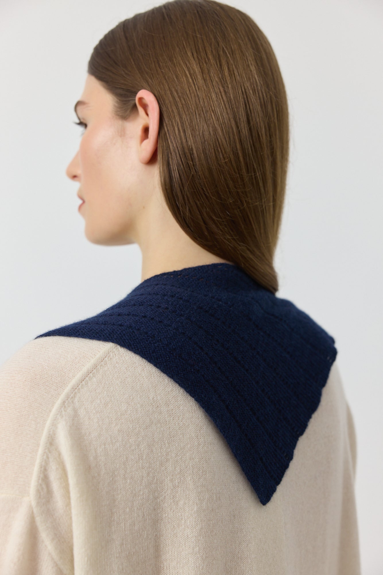 Cashmere Pointelle Bandana - Navy