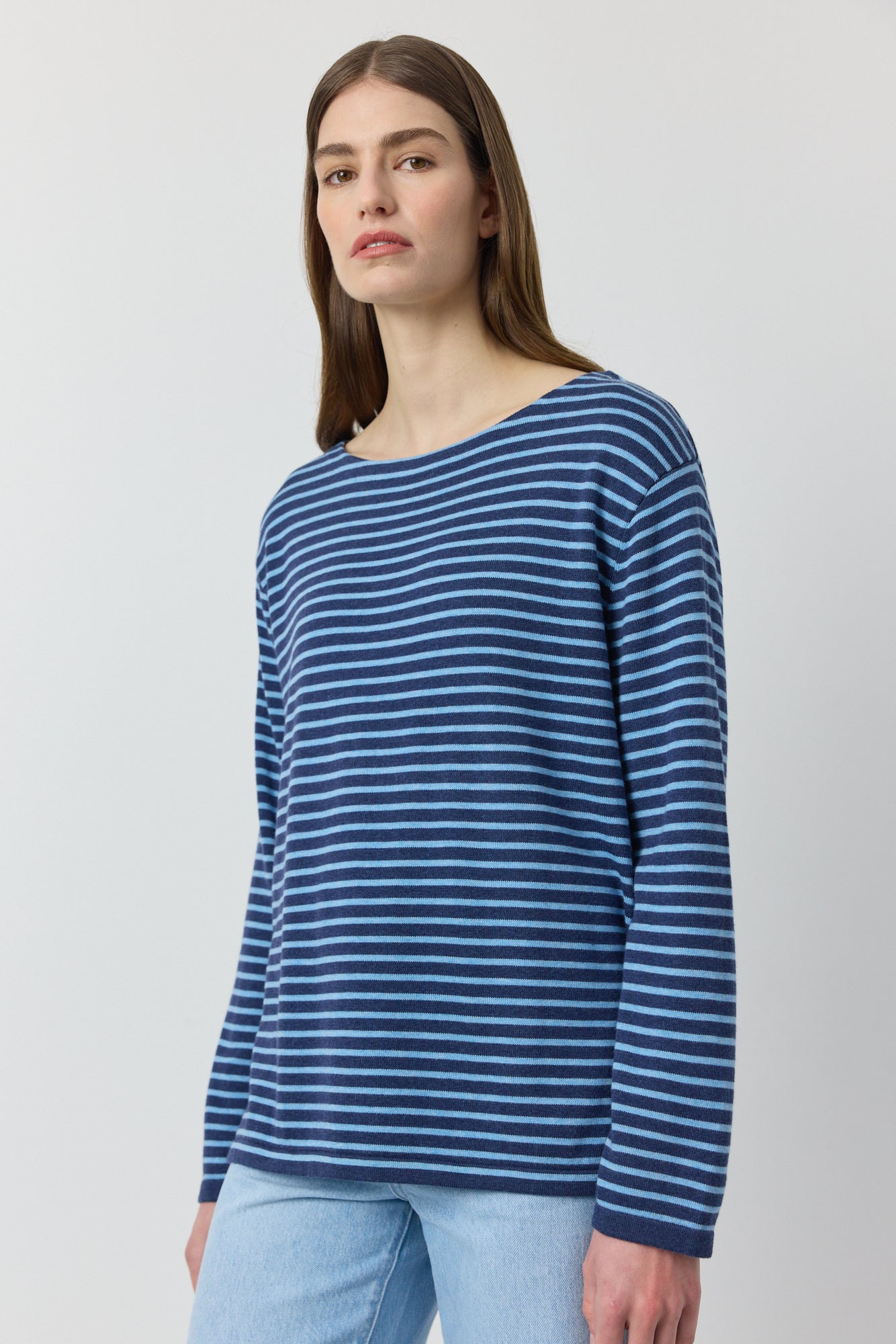 Breton Long Sleeve Tee - Indigo/Ice Blue