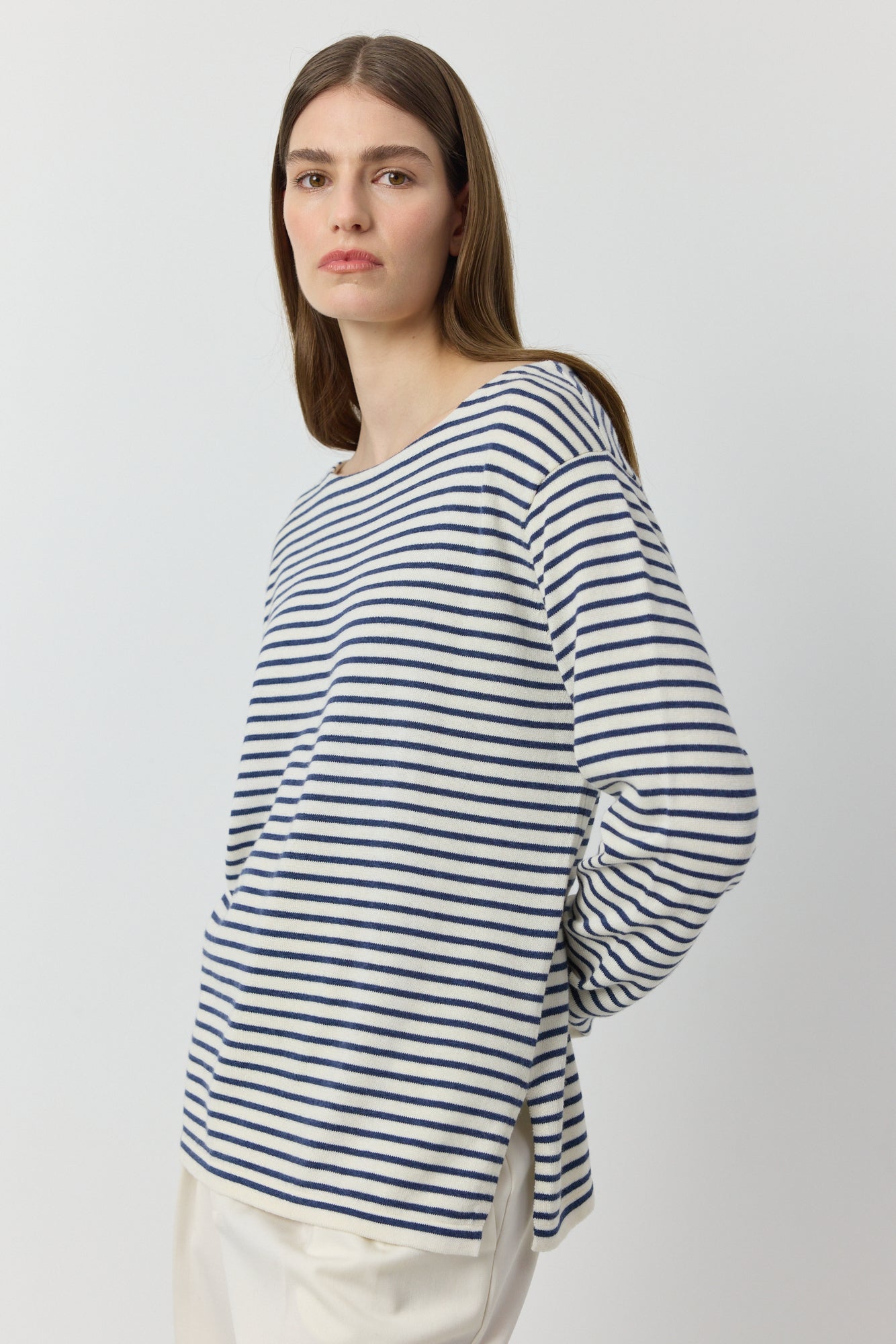Breton Long Sleeve Tee - White/Indigo