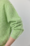 Brushed Cashmere Crew Cardigan - Green Melange