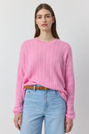 Relaxed Cashmere Cable Crew - Pink Conch