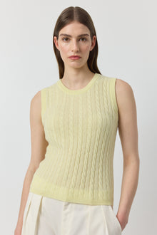  Cashmere Cable Tank - Lemon