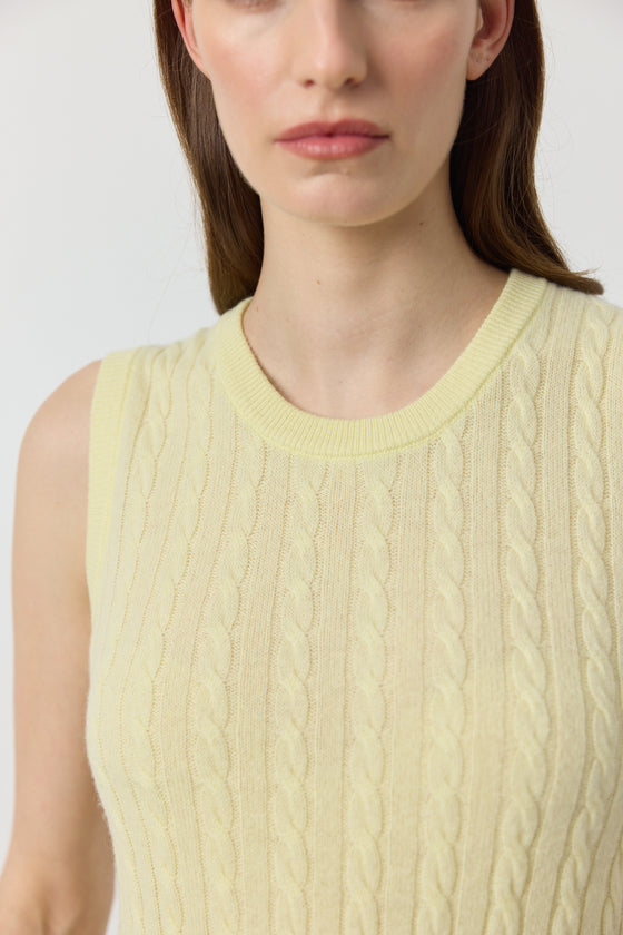 Cashmere Cable Tank - Lemon