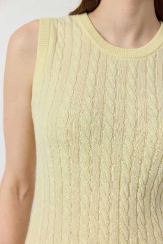 Cashmere Cable Tank - Lemon