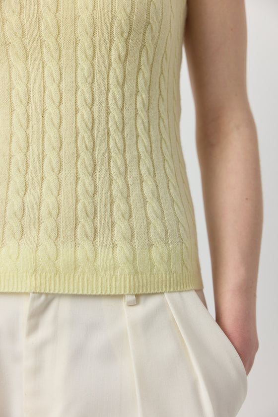 Cashmere Cable Tank - Lemon