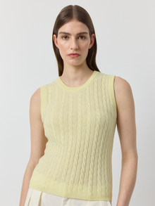  Cashmere Cable Tank - Lemon