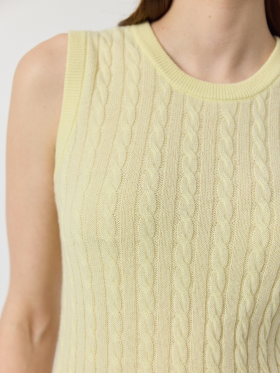 Cashmere Cable Tank - Lemon