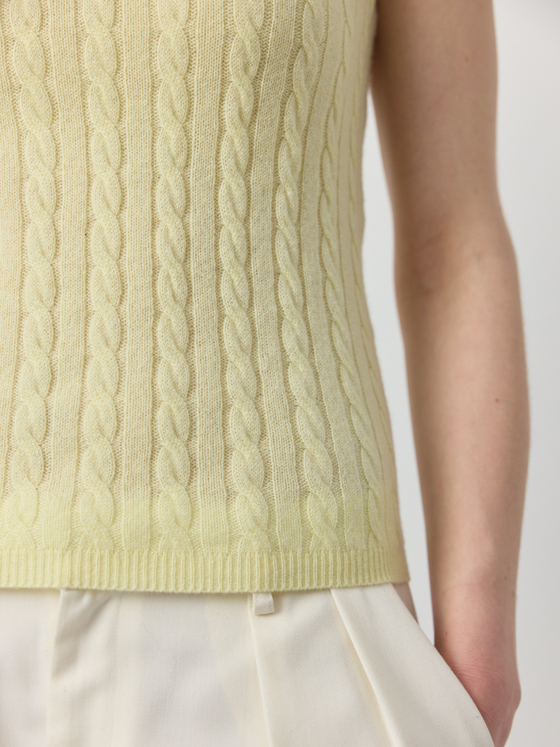 Cashmere Cable Tank - Lemon