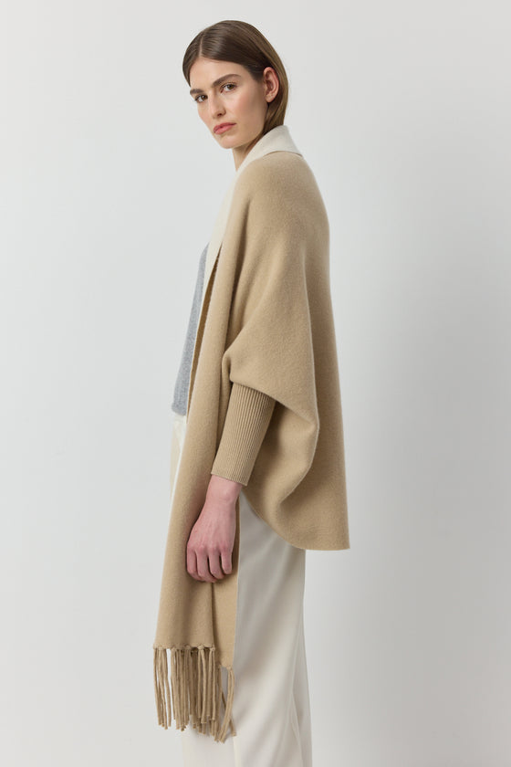 Cashmere Double Sided Jacket - Camel/Cream