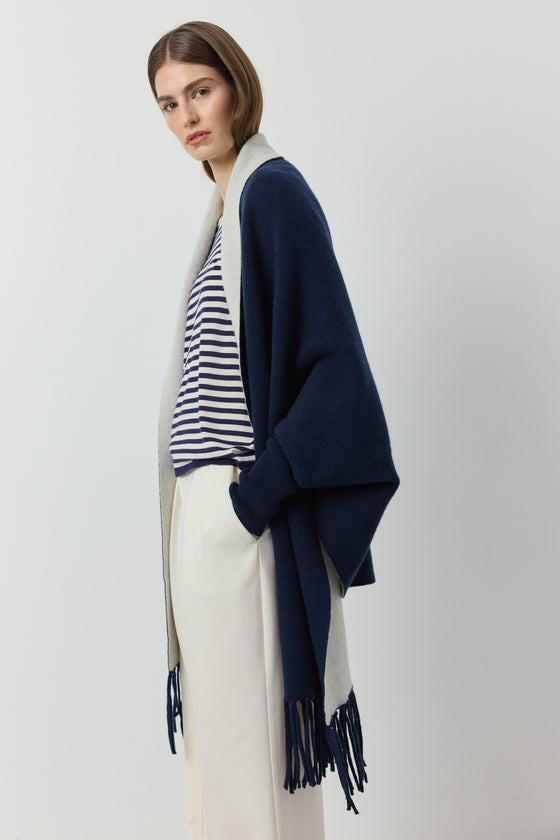 Cashmere Double Sided Jacket - Navy/Cream