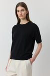 Essential Cashmere Crew Tee - Black