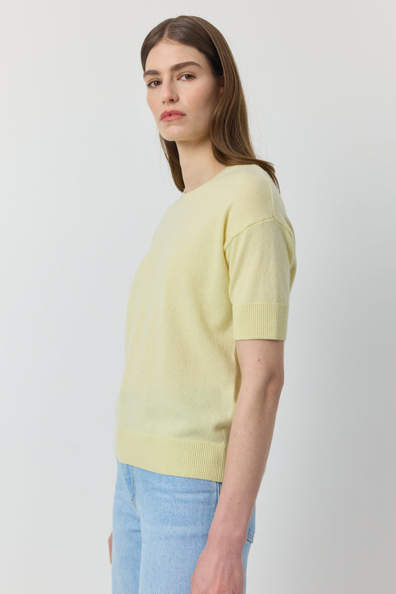 Essential Cashmere Crew Tee - Lemon