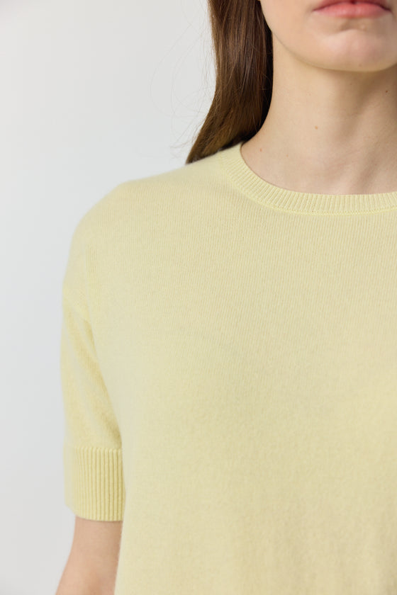 Essential Cashmere Crew Tee - Lemon