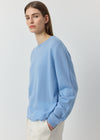 Cashmere Featherweight Oversize Crew - Malibu Blue