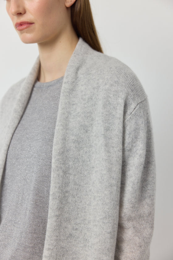 Essential Cashmere Featherweight Cardigan - Grey Melange