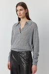 Featherweight Cashmere Polo - Dark Grey Melange