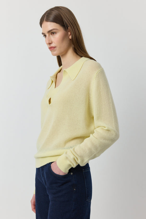 Featherweight Cashmere Polo - Lemon