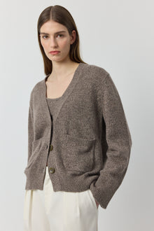  Luxe Cashmere Cardigan with Pockets - Cacao Melange