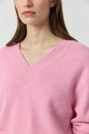 Luxe  Cashmere V Neck Sweater - Pink Melange