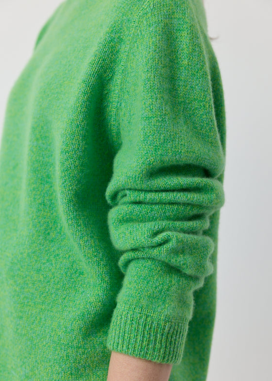 Cashmere Relaxed 5gg Crew - Green Melange