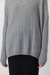 Relaxed Cashmere Cable Crew - Dark Grey Melange