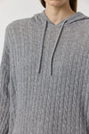 Relaxed Cashmere Cable Hoodie - Dark Grey Melange