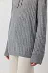 Relaxed Cashmere Cable Hoodie - Dark Grey Melange