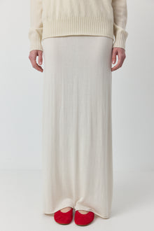  Cashmere Silk Aline Skirt - Cream