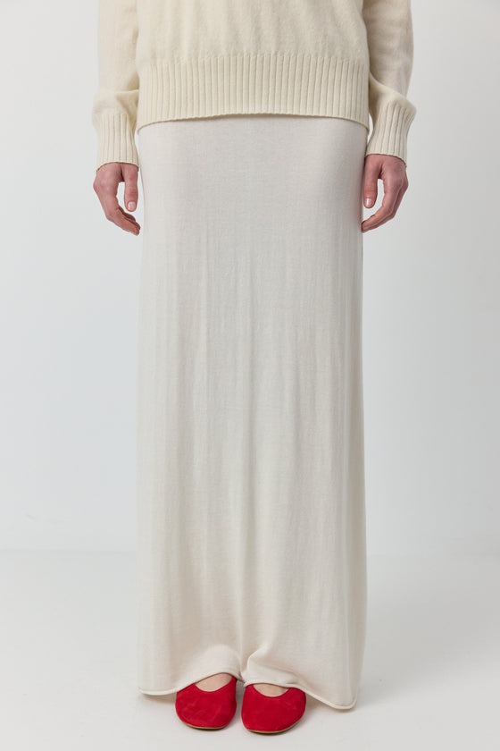 Cashmere Silk Aline Skirt - Cream