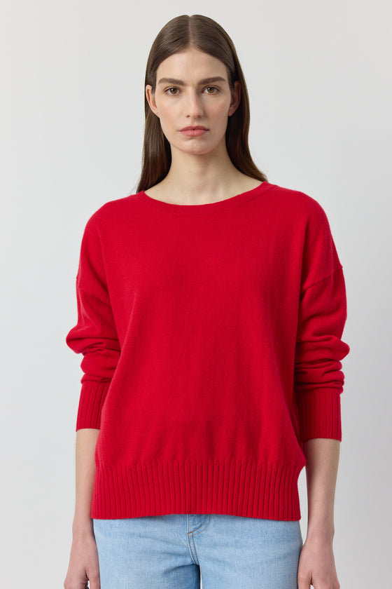 Essential Cashmere Relaxed Crewneck - Red