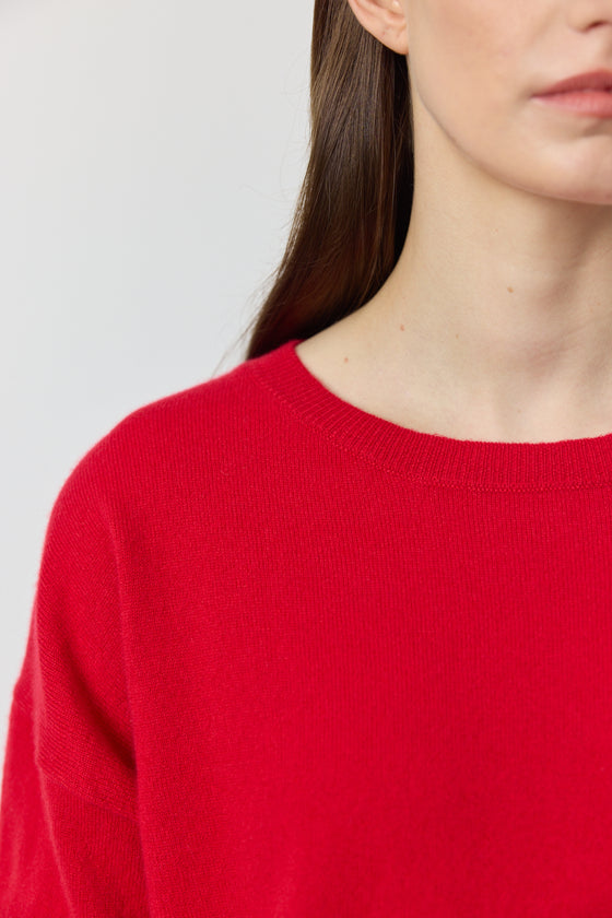 Essential Cashmere Relaxed Crewneck - Red