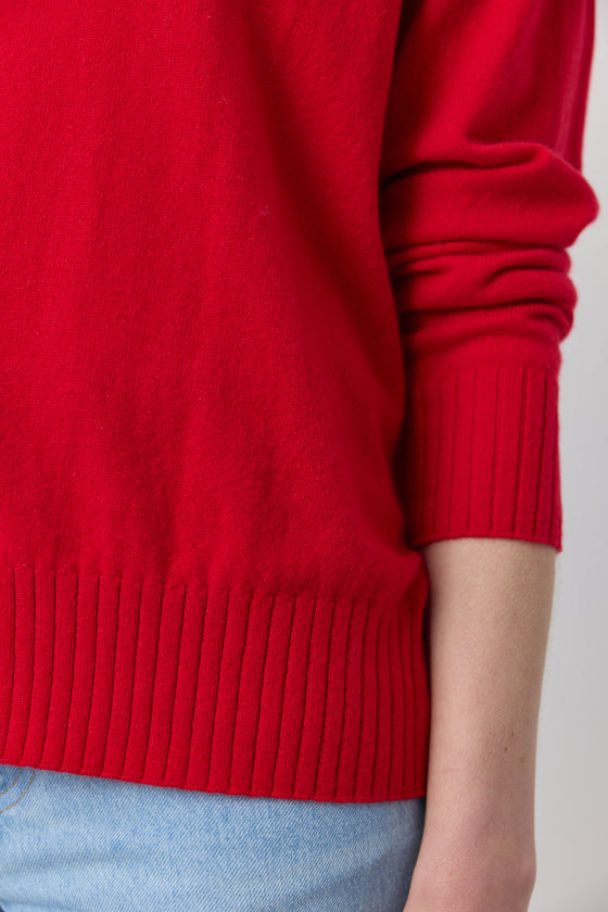 Essential Cashmere Relaxed Crewneck - Red