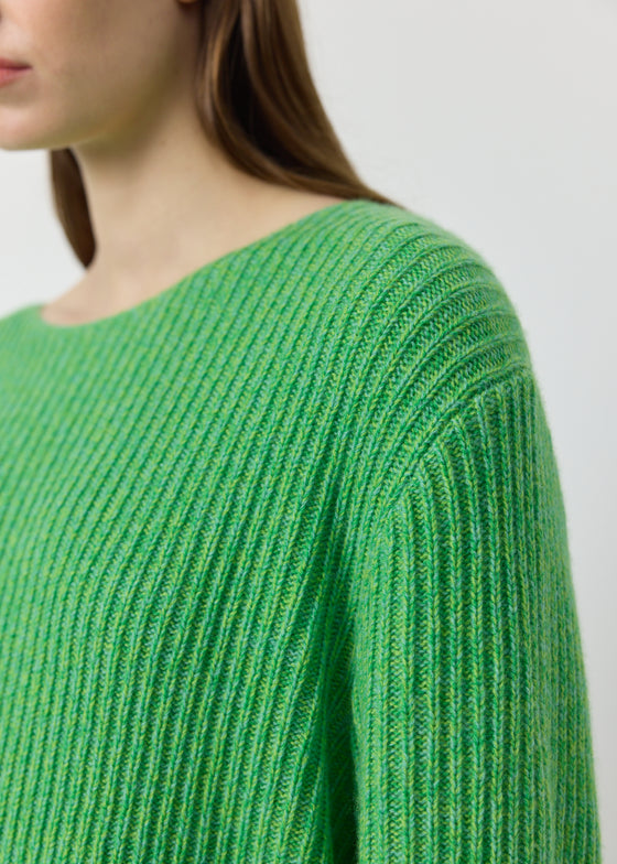 Cashmere Rib Sweater - Green Melange