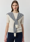 Cashmere Stripe Sweater Scarf - Navy/Cream