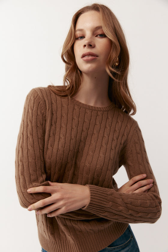 Essential Cashmere Cable Crew Sweater