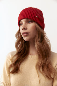  Cashmere Ribbed Beanie