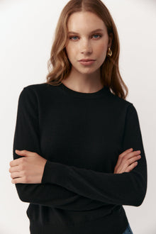  Essential Cashmere Rib Crew Sweater - Black