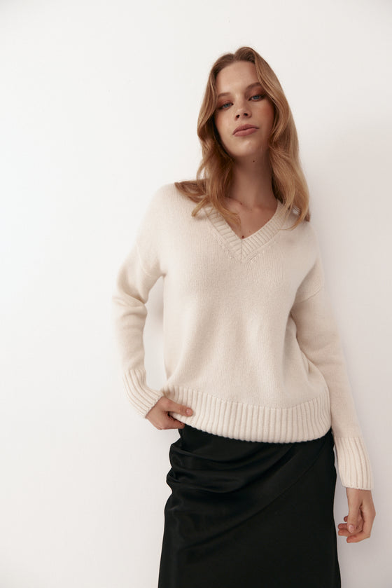 Luxe Cashmere V Sweater