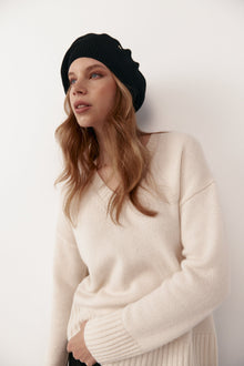  Cashmere Beret - Black