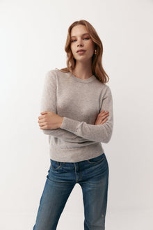  Essential Cashmere Rib Crew Sweater - Grey Melange