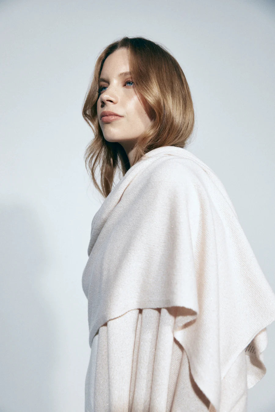 Cashmere Travel Wrap - Pale Pink/Lurex