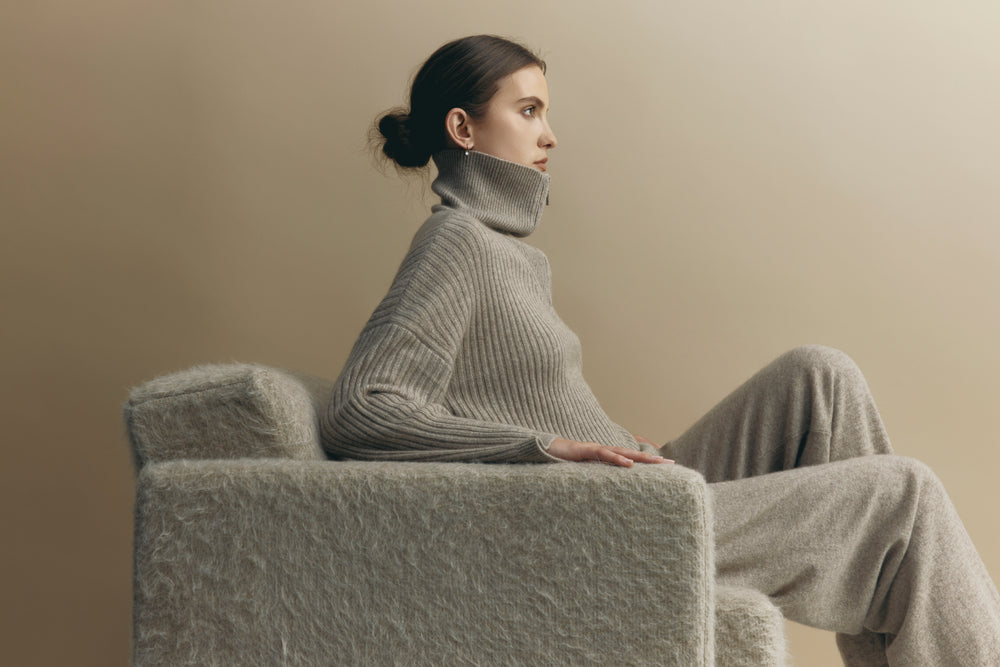 Cashmere Ribbed Quarter Zip