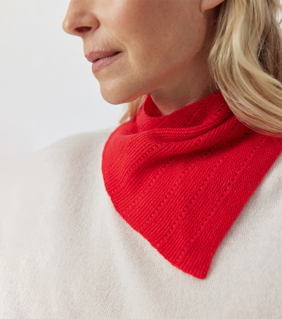 Cashmere Pointelle Bandana - Red