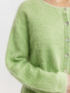 Brushed Cashmere Crew Cardigan - Green Melange