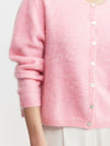 Brushed Cashmere Crew Cardigan - Pink Marle