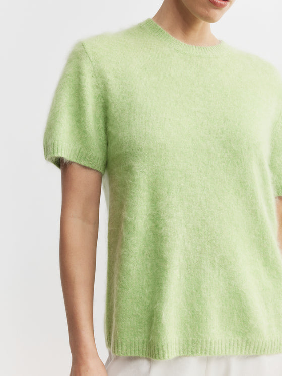 Brushed Cashmere Tee - Green Melange