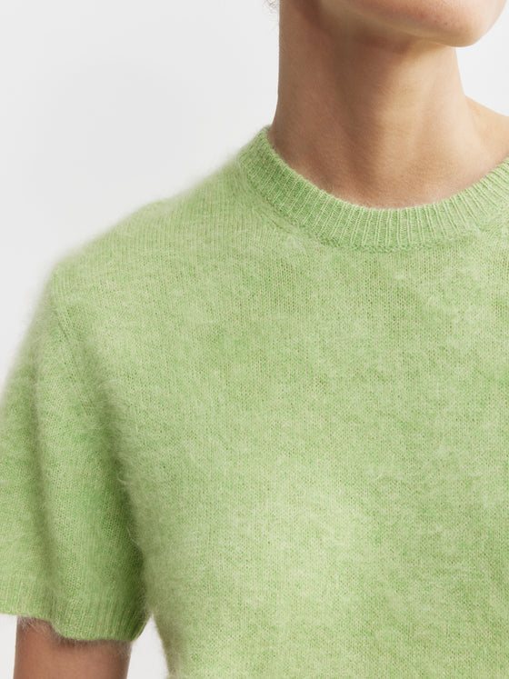 Brushed Cashmere Tee - Green Melange